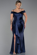 Long Navy Blue Plus Size Evening Dress ABU3255