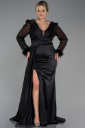 Long Black Plus Size Evening Dress ABU3237