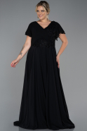Long Black Chiffon Plus Size Evening Dress ABU2576