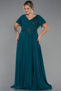 Long Emerald Green Chiffon Plus Size Evening Dress ABU2576