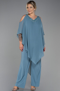 Turquoise Chiffon Plus Size Evening Dress ABT096