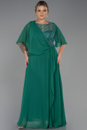 Long Green Chiffon Plus Size Evening Dress ABU3257