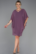 Lavender Short Chiffon Plus Size Evening Dress ABK1494