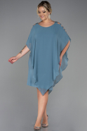 Turquoise Short Chiffon Plus Size Evening Dress ABK1627