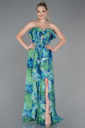 Green Pattern Long Prom Gown ABU3086