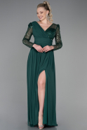 Long Emerald Green Chiffon Plus Size Evening Dress ABU3264