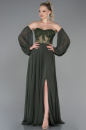 Long Olive Drab Chiffon Evening Dress ABU3897