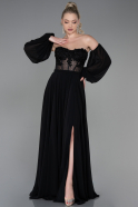 Long Black Chiffon Evening Dress ABU3999