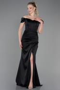 Long Black Satin Evening Dress ABU3269