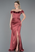 Long Light Brown Satin Evening Dress ABU3269