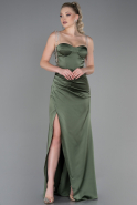 Olive Drab Long Satin Prom Gown ABU3198