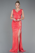 Long Coral Scaly Evening Dress ABU3274