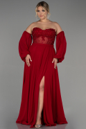 Long Red Chiffon Plus Size Evening Dress ABU4000