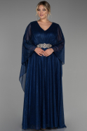 Long Navy Blue Plus Size Evening Dress ABU3278