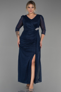 Long Navy Blue Plus Size Evening Dress ABU3279