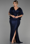 Long Navy Blue Plus Size Evening Dress ABU3280