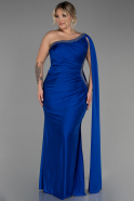 Long Sax Blue Plus Size Evening Dress ABU3260