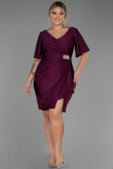 Short Cherry Colored Plus Size Evening Dress ABK1824