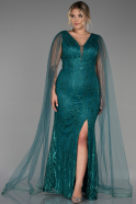 Long Emerald Green Plus Size Evening Dress ABU3286