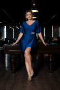 Short Sax Blue Plus Size Evening Dress ABK1824