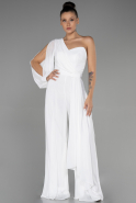 White Long Chiffon Invitation Dress ABT078
