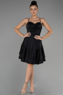 Short Black Satin Invitation Dress ABK1843