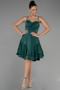 Short Emerald Green Satin Invitation Dress ABK1843