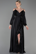 Long Black Satin Evening Dress ABU2339