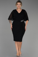 Midi Black Plus Size Evening Dress ABK1826
