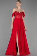 Long Red Chiffon Evening Dress ABU3310