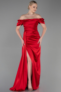 Long Red Satin Engagement Dress ABU1606