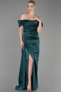 Long Emerald Green Satin Engagement Dress ABU1606