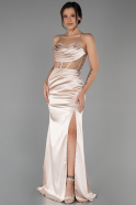 Long Gold Satin Mermaid Prom Dress ABU3323