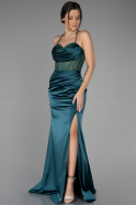 Long Emerald Green Satin Mermaid Prom Dress ABU3323