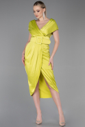 Midi Pistachio Green Satin Invitation Dress ABK1888