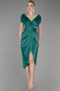 Midi Green Satin Invitation Dress ABK1888