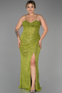 Long Pistachio Green Scaly Plus Size Evening Dress ABU3322