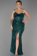 Long Emerald Green Scaly Plus Size Evening Dress ABU3322