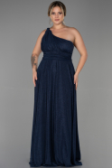 Long Navy Blue Plus Size Evening Dress ABU3289