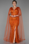 Orange Long Plus Size Evening Dress ABU3286