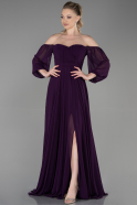 Purple Long Chiffon Prom Gown ABU2457
