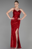 Long Red Scaly Prom Gown ABU3346