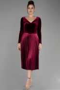 Midi Burgundy Velvet Invitation Dress ABK1870