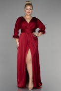 Long Burgundy Satin Plus Size Evening Dress ABU3367
