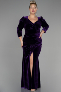 Purple Long Velvet Plus Size Evening Dress ABU2697