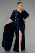 Long Navy Blue Velvet Velvet Oversized Evening Dress ABU3370