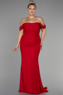 Long Red Chiffon Plus Size Evening Dress ABU3353