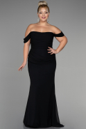 Long Black Chiffon Plus Size Evening Dress ABU3353