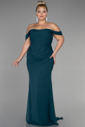 Long Emerald Green Chiffon Plus Size Evening Dress ABU3353