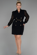 Short Black Plus Size Invitation Dress ABK1871
